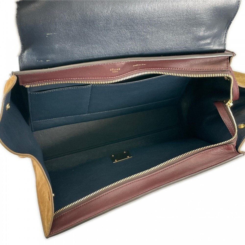 Celine handbag for women, CELINE F-SN-0152, leather, wine red, gold hardware. - Picture 6 of 16